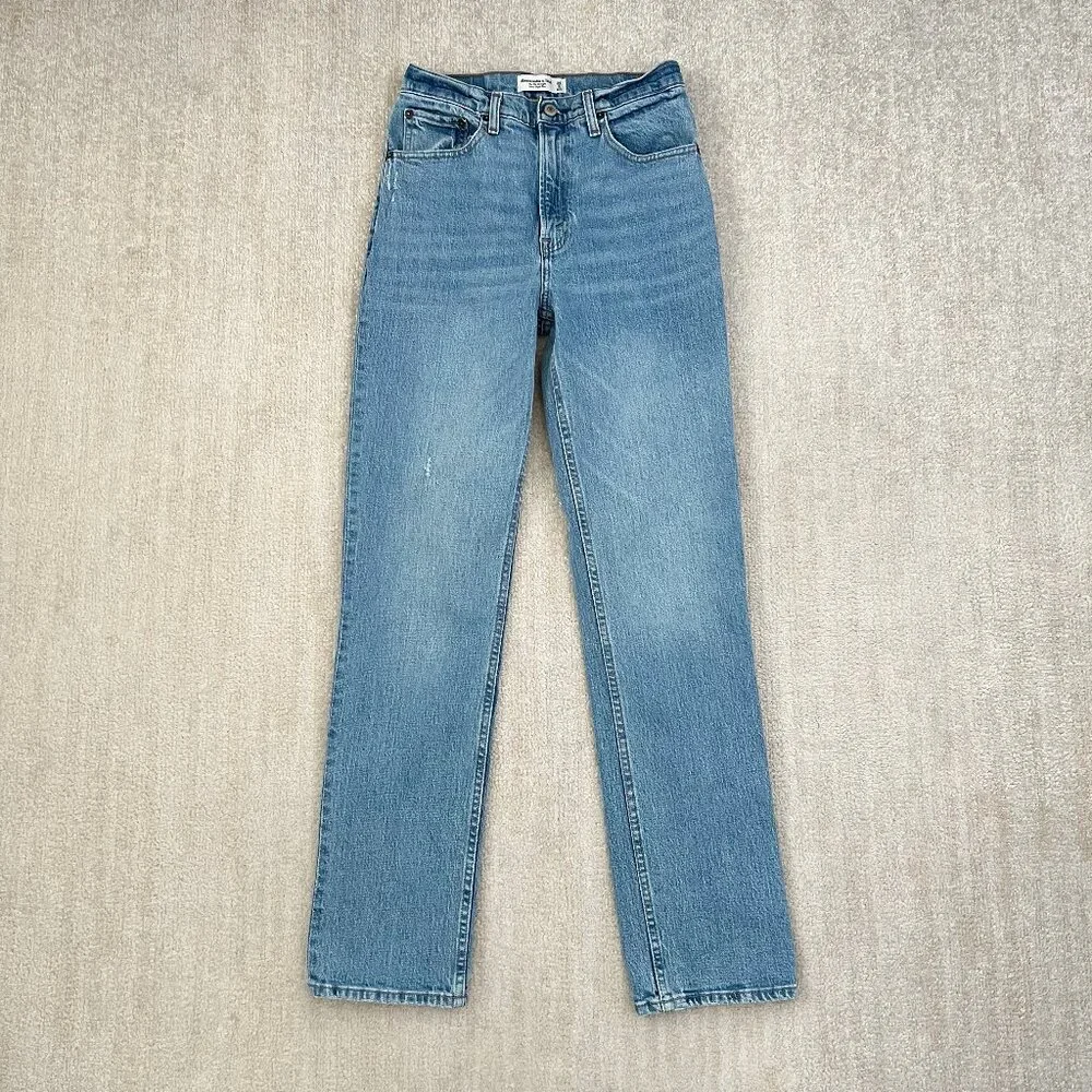 Abercrombie & Fitch 90s Straight Ultra High Rise Blue Jeans 26 / 2 Long - Picture 1 of 10